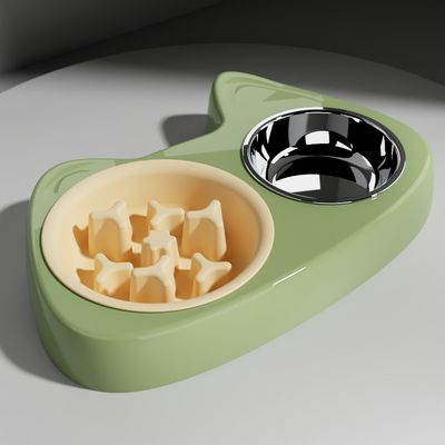 Gamelle anti-étouffement pour alimentation lente, gamelle double pour chat