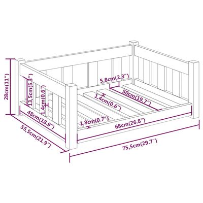 vidaXL lit pour chien Bois de pin massif