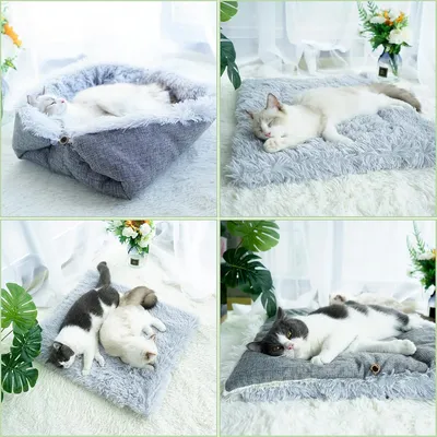 UAMLY Tapis-lit 2 en 1 doux et lavable pour chat