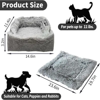 UAMLY Lit Tapis Lavable Oreiller Doux pour Chat 2 en 1
