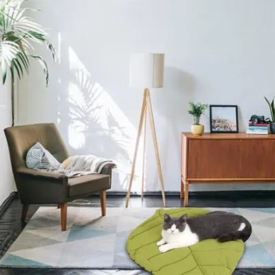 IntiMeg Tapis de lit en forme de feuille pour chien et chat