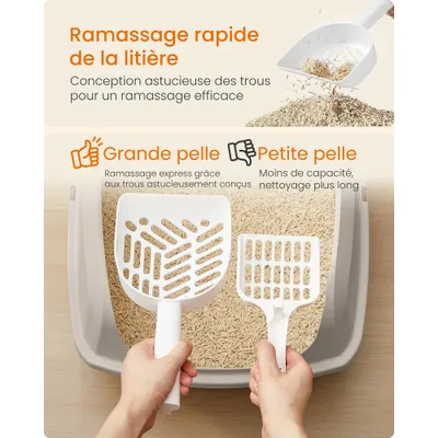 Feandrea Bac à Litière pour Chat Parois Hautes XL avec Pelle