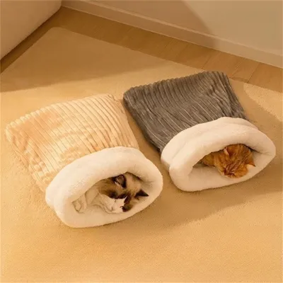 IntiMeg Niche semi - fermée en forme de sac de couchage pour chat