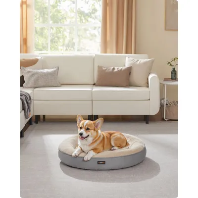 Feandrea Panier pour Chien Rond, Lit Chat Donuts, Diamètre 80 cm