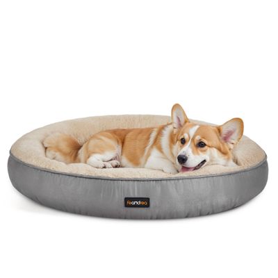 Feandrea Panier pour Chien Rond, Lit Chat Donuts, Diamètre 80 cm