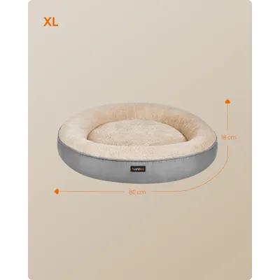 Feandrea Panier pour Chien Rond, Lit Chat Donuts, Diamètre 80 cm