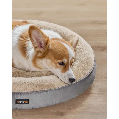 Feandrea Panier pour Chien Rond, Lit Chat Donuts, Diamètre 80 cm