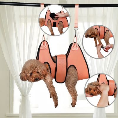 Pawzy Hamac de toilettage pour chats et chiens couleur orange