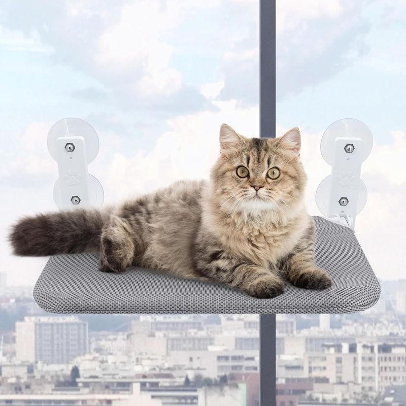 Pawzy Hamac pour chat - 4 ventouses & maille respirante