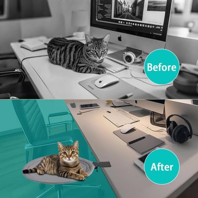 Pawzy Lit de bureau pour chat - Housse filet