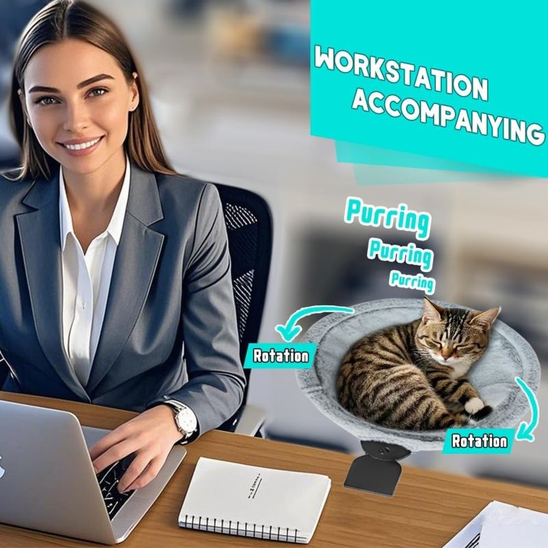 Pawzy Lit de bureau pour chat - Housse filet