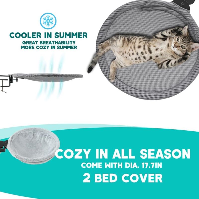 Pawzy Lit de bureau pour chat - Housse filet