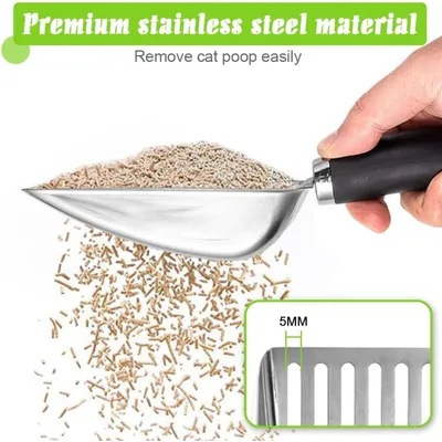 Pawzy Pelle à litière chat - Acier inox robuste & facile à nettoyer