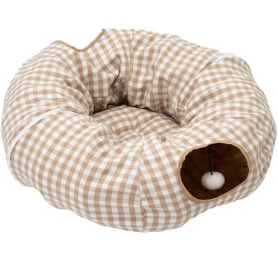 Pawzy Cama túnel para gatos - Donut suave con 2 entradas