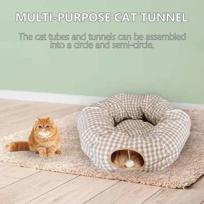Pawzy Cama túnel para gatos - Donut suave con 2 entradas