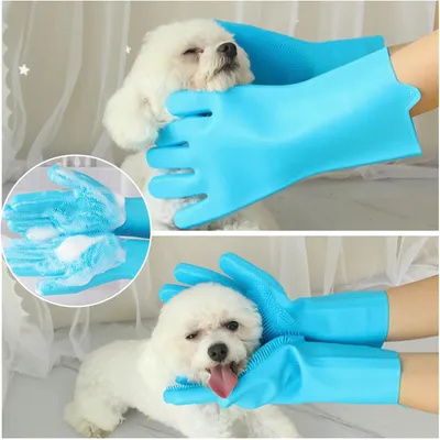 Pawzy Gants de toilettage pour chien - Nettoyage facile & doux