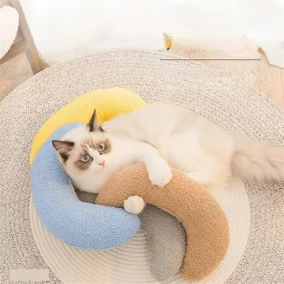Pawzy Oreiller en forme de croissant pour chats et chiens