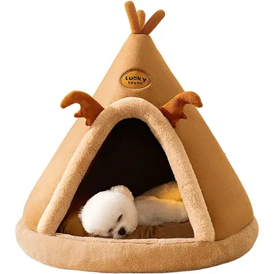 Coco Pup Cesta para gatos y perros con forma de tienda campaña, forma alce
