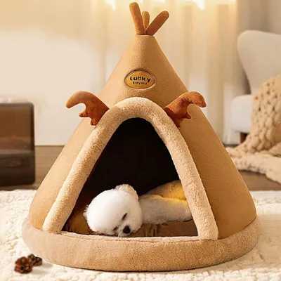 Coco Pup Cesta para gatos y perros con forma de tienda campaña, forma alce