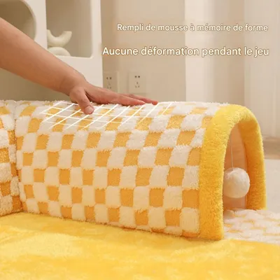 Coco Pup  Tunnel nid de chat Amovible Jaune 48*48cm