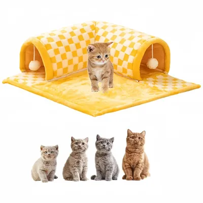 Coco Pup Túnel nido desmontable para gatos, amarillo, 48*48 cm