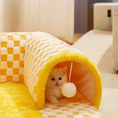 Coco Pup Túnel nido desmontable para gatos, amarillo, 48*48 cm
