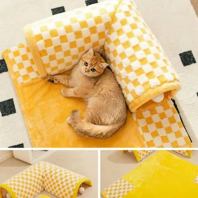 Coco Pup Túnel nido desmontable para gatos, amarillo, 48*48 cm
