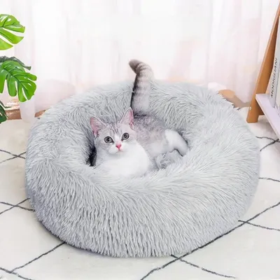 Coco Pup Cesta redonda gris para gatos y perros