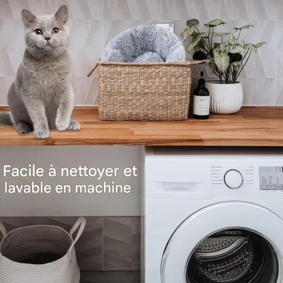 Coco Pup Panier pour Chat et Chien Rond Gris