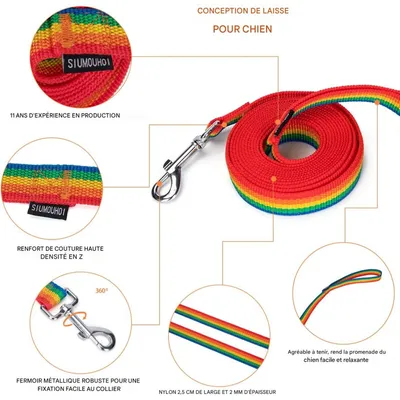 Coco Pup Laisse de Dressage pour Chien Couleurs de l'arc-en-ciel