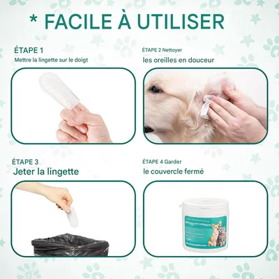 Coco Pup Lingettes nettoyantes pour chiens  des oreilles