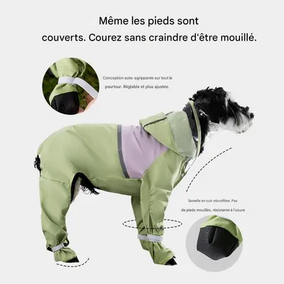 Coco Pup Impermeable para perros de cobertura total, color verde, talla S Coco Pup Impermeable para perros de cobertura total, color verde, talla S