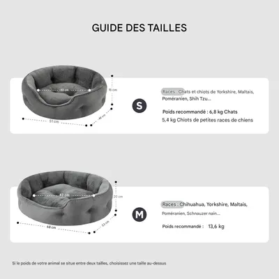 Coco Pup Panier pour Chat et Chien Rond Gris - Moyen