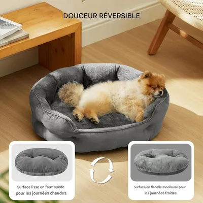 Coco Pup Panier pour Chat et Chien Rond Gris - Moyen