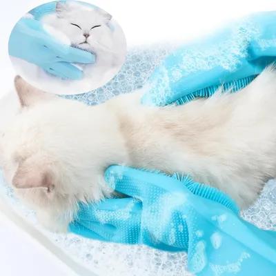 Coco Pup Gant de Toilettage pour Chien et Chat Bleu