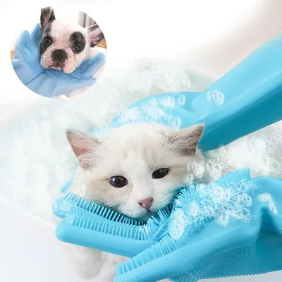 Coco Pup Gant de Toilettage pour Chien et Chat Bleu