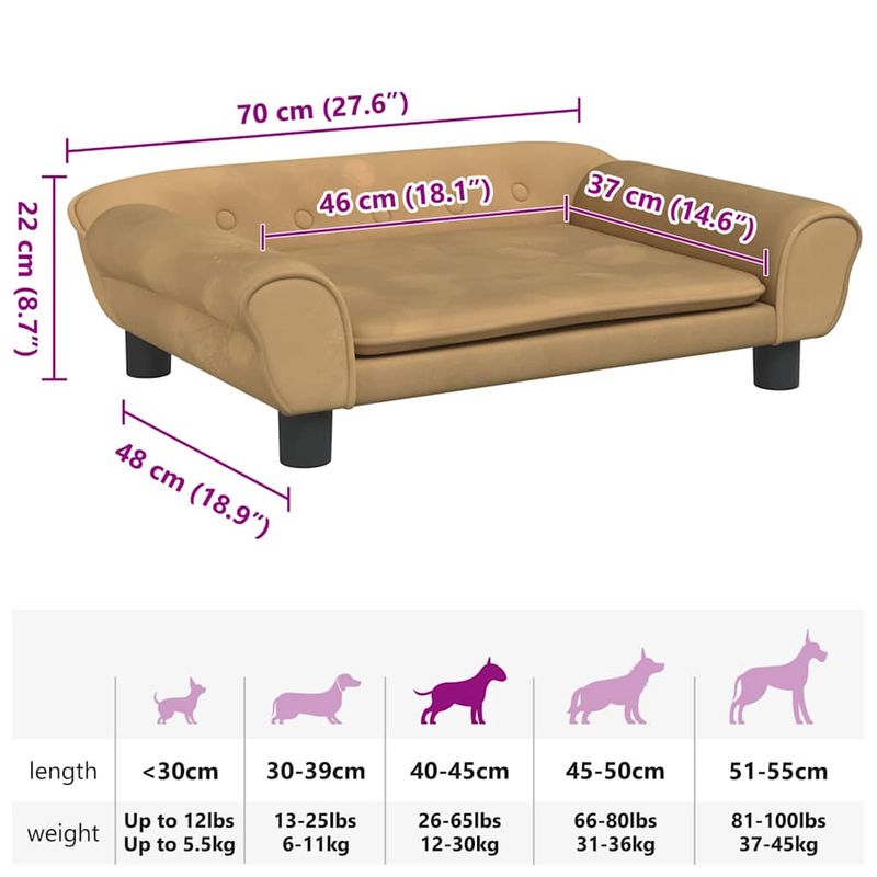 vidaXL Canapé pour Chien – Lit Élégant