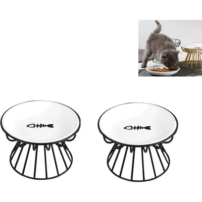 PetTribes Lot de 2 Gamelles surélevées en Céramique pour Chat PetTribes Lot de 2 Gamelles surélevées en Céramique pour Chat