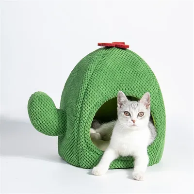 PetTribes Cesta de cactus cálida y cerrada para gatos/perros