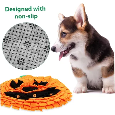 PetTribes Tapis de Nourrissage Anti-Stress pour Chien - Forme Citrouille