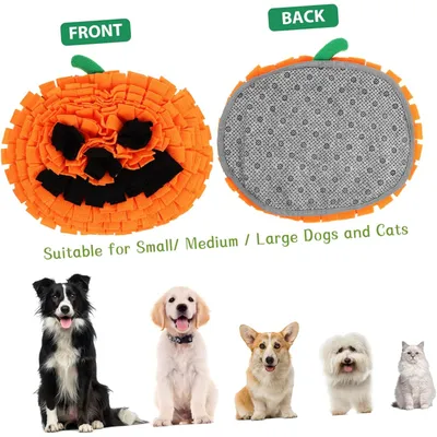 PetTribes Tapis de Nourrissage Anti-Stress pour Chien - Forme Citrouille