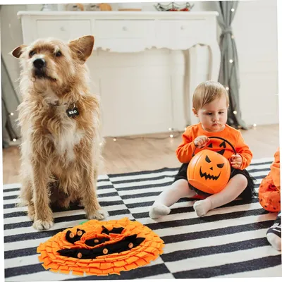 PetTribes Tapis de Nourrissage Anti-Stress pour Chien - Forme Citrouille