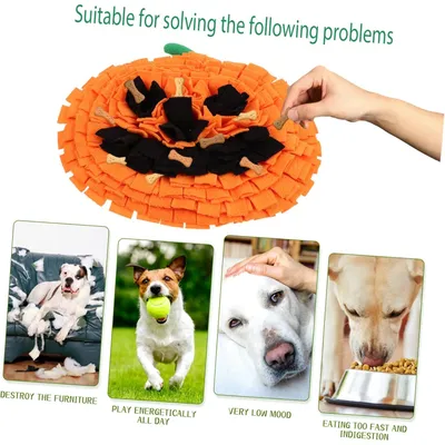 PetTribes Tapis de Nourrissage Anti-Stress pour Chien - Forme Citrouille