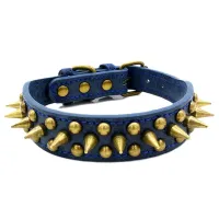 Must&Co - Collier en cuir à piques pour chien