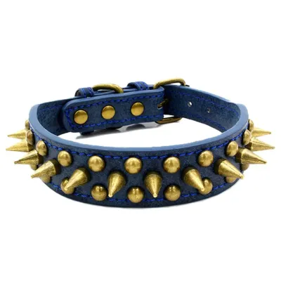 Must&Co - Collier style cuir à piques pour chien