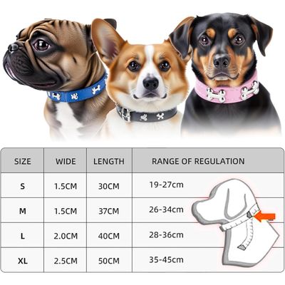 PetTribes Collier classique chien - Cuir synthétique confortable - L