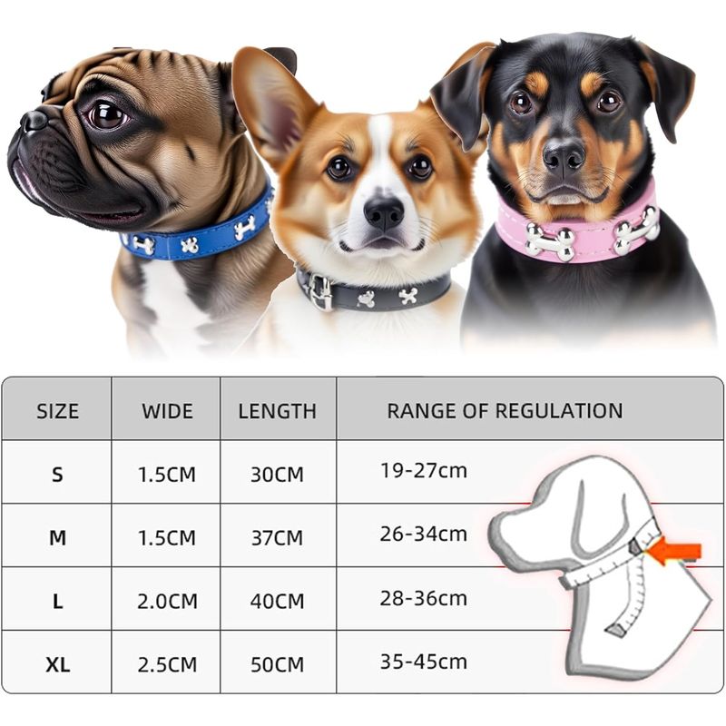 PetTribes Collier classique chien - Cuir synthétique confortable - L