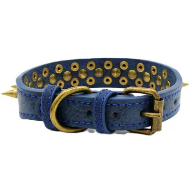 Must&Co - Collier en cuir à piques pour chien