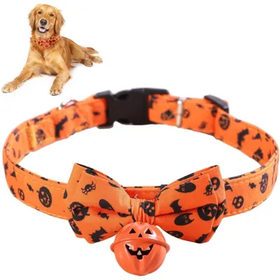 PetTribes Collier Halloween pour Chien - Nœud papillon et grelot PetTribes Collier Halloween pour Chien - Nœud papillon et grelot