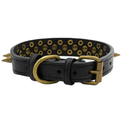 Must&Co - Collier en cuir à piques pour chien